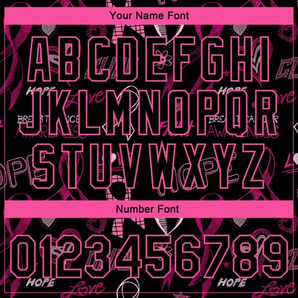 Custom Black Black Pink-Light Blue Pink Ribbon Breast Cancer Awareness 3D Pattern Design Bomber Full-Snap Varsity Letterman Jacket - Image 5