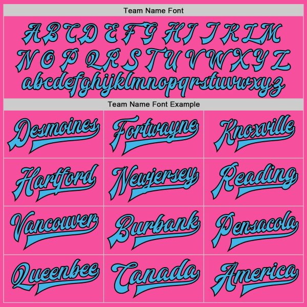 Custom Pink Sky Blue-Black Bomber Full-Snap Varsity Letterman Jacket - Image 4