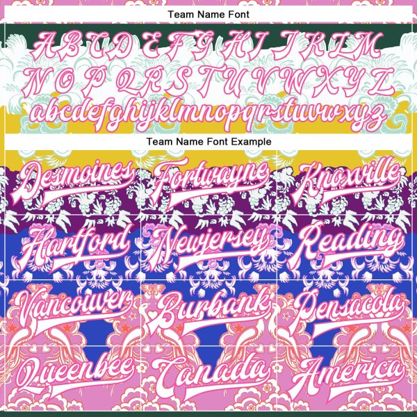 Custom White Pink-Gold Heron 3D Pattern Design Bomber Full-Snap Varsity Letterman Jacket - Image 4
