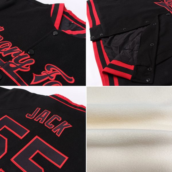 Custom Cream Aqua-White Bomber Full-Snap Varsity Letterman Jacket - Image 2