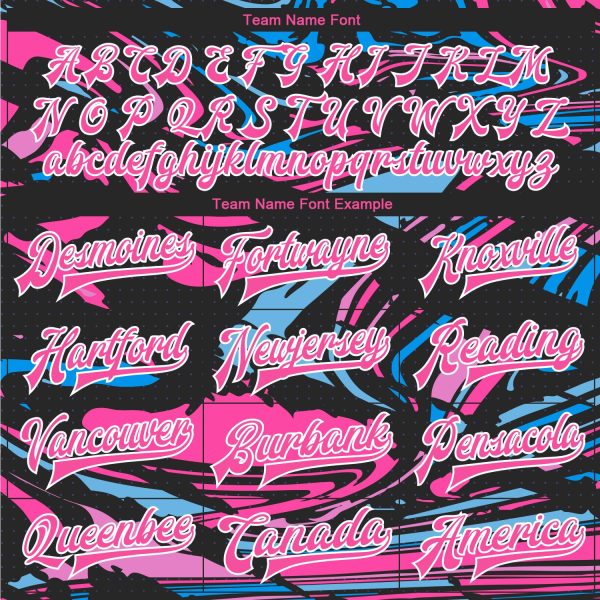 Custom Figure Pink-Light Blue 3D Pattern Design Bomber Full-Snap Varsity Letterman Jacket - Image 4