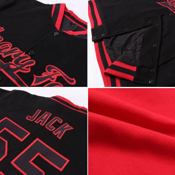 Custom Red Royal-White Bomber Full-Snap Varsity Letterman Two Tone Jacket - Image 2