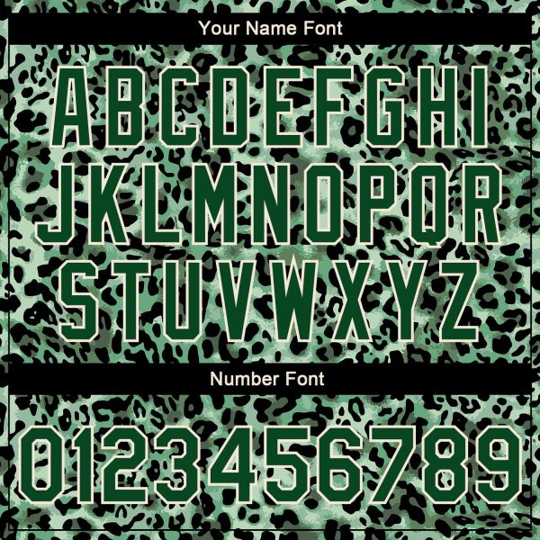 Custom Green City Cream Leopard Print 3D Pattern Design Bomber Full-Snap Varsity Letterman Jacket - Image 5