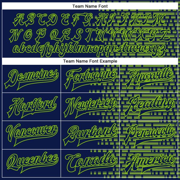 Custom Navy Neon Green Halftone 3D Pattern Design Bomber Full-Snap Varsity Letterman Jacket - Image 4