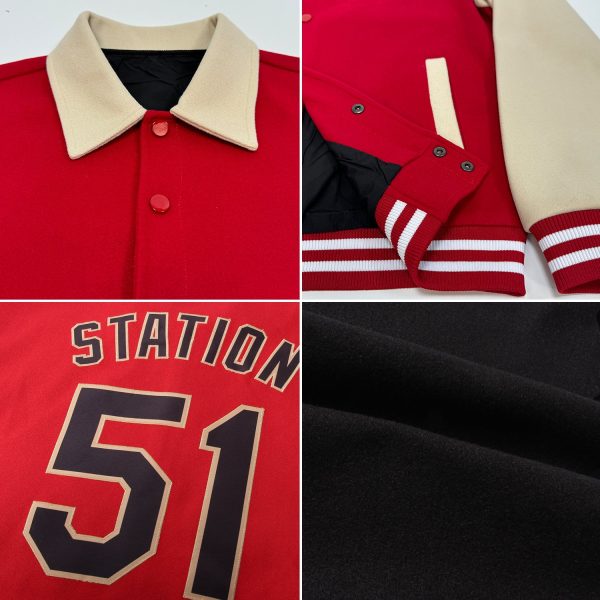 Custom Black Royal-White Bomber Full-Snap Varsity Letterman Lapel Collar Byron Jacket - Image 2