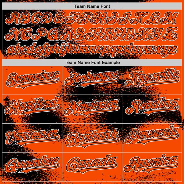 Custom Orange Black-White Abstract Color Blocks Fragment Art 3D Pattern Design Bomber Full-Snap Varsity Letterman Hoodie Jacket - Image 4