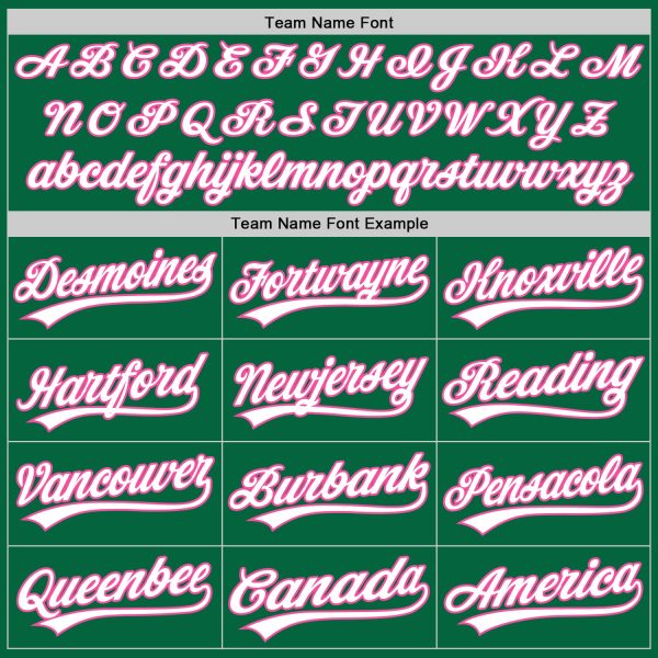 Custom Kelly Green White-Pink Authentic Baseball Jersey - Image 4