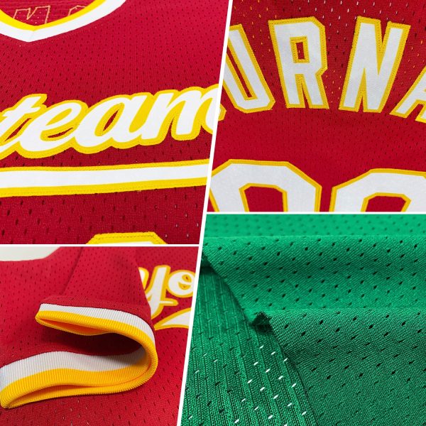 Custom Kelly Green White-Old Gold Authentic Throwback Baseball Jersey - Image 2