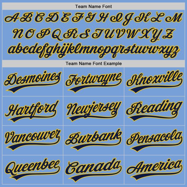 Custom Light Blue Gold-Navy Authentic Baseball Jersey - Image 4
