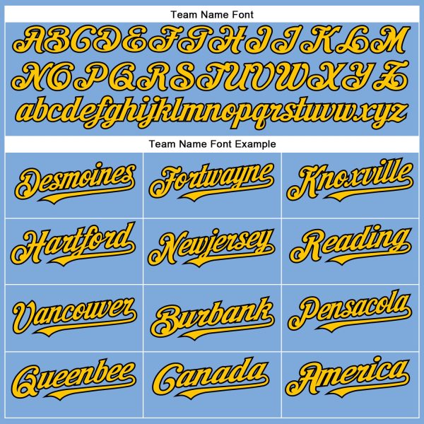 Custom Light Blue Yellow-Black Authentic Baseball Jersey - Image 4