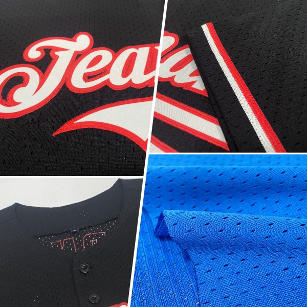 Custom Light Blue Gray-Black Mesh Authentic Throwback Baseball Jersey - Image 2