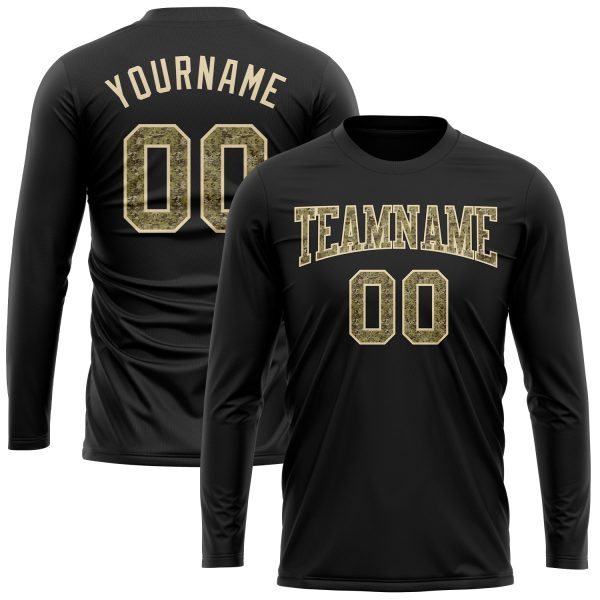 Custom Black Camo-Cream Long Sleeve Performance T-Shirt - Image 2