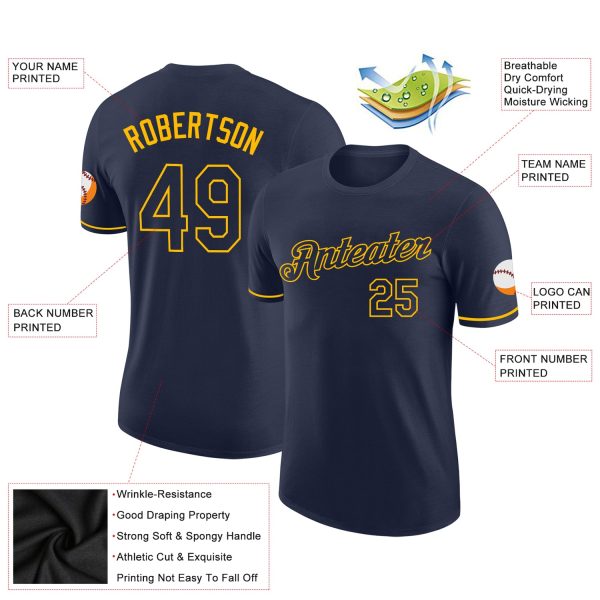 Custom Navy Navy-Gold Performance T-Shirt - Image 2
