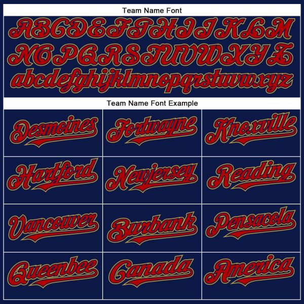 Custom Navy Red-Old Gold Authentic Baseball Jersey - Image 4