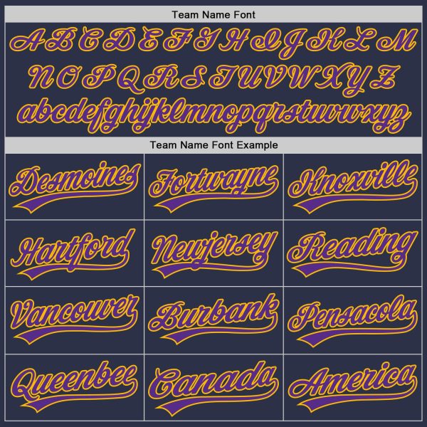 Custom Navy Purple-Gold Authentic Throwback Baseball Jersey - Image 4