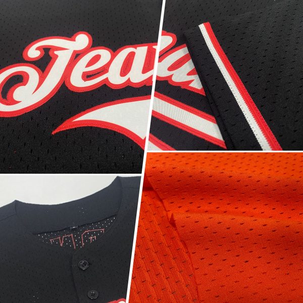 Custom Orange Royal-White Mesh Authentic Throwback Baseball Jersey - Image 2