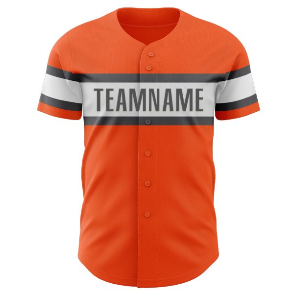 Custom Orange Steel Gray-White Authentic Baseball Jersey - Image 2