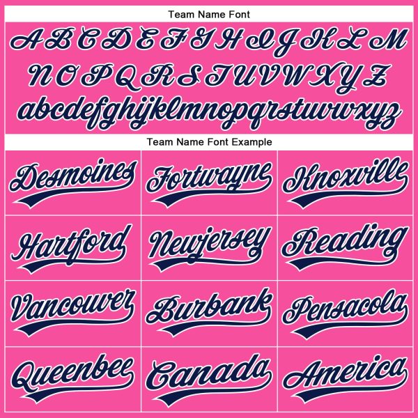 Custom Pink White Pinstripe Navy Authentic Baseball Jersey - Image 4