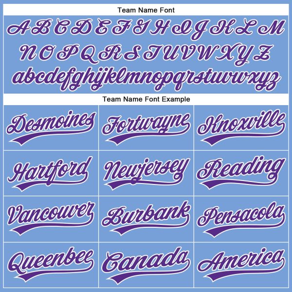 Custom Powder Blue Purple-White Authentic Baseball Jersey - Image 4