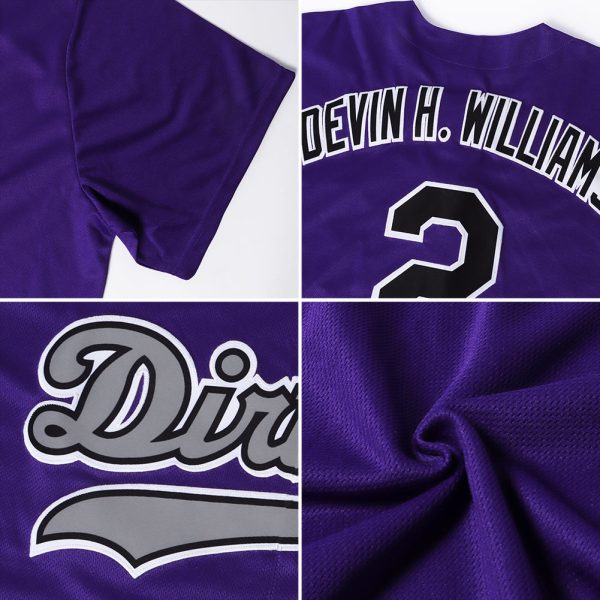 Custom Purple Purple-Old Gold Authentic Baseball Jersey - Image 6