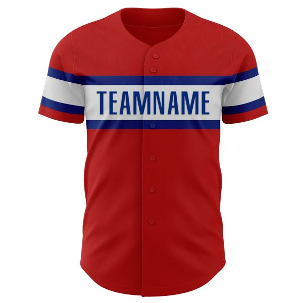 Custom Red Black-Royal Authentic Baseball Jersey - Image 2