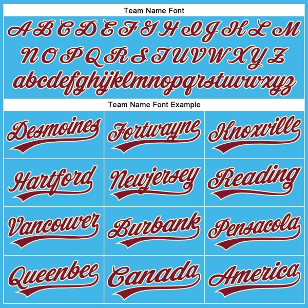 Custom Sky Blue Crimson-Cream Authentic Baseball Jersey - Image 4