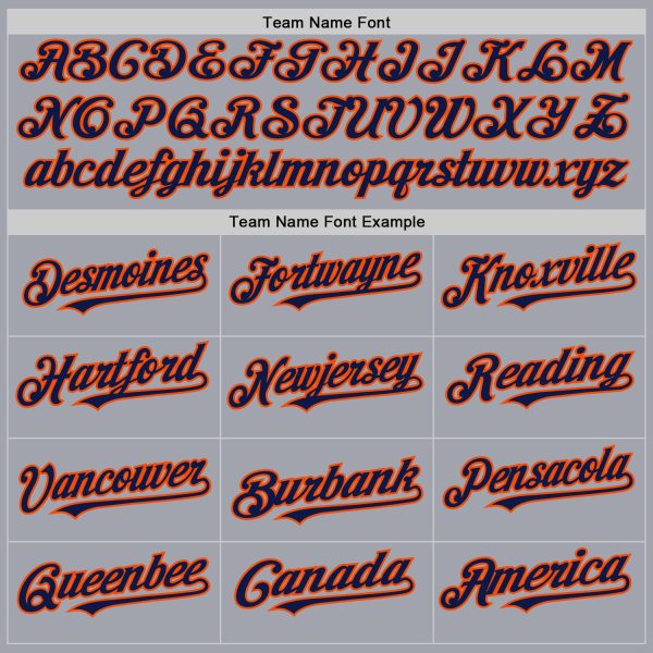 Custom Gray Navy Pinstripe Orange Authentic Sleeveless Baseball Jersey - Image 3