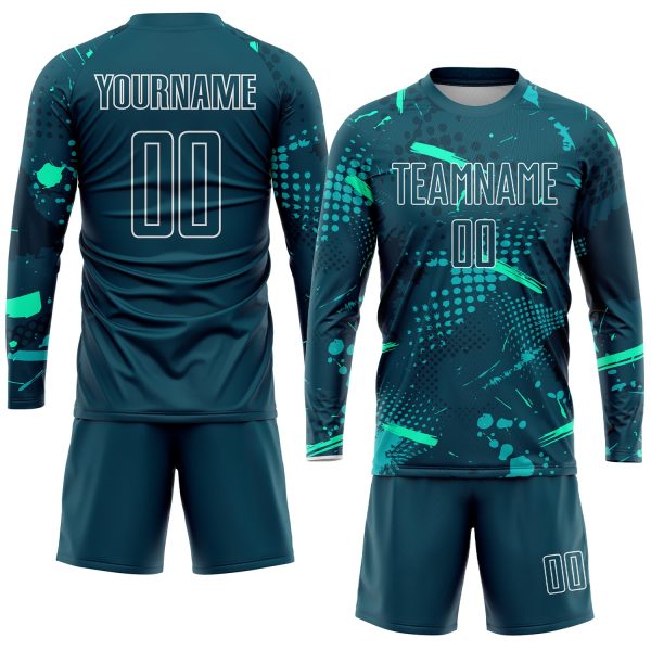 Custom Green Green-Teal Sublimation Soccer Uniform Jersey - Image 4