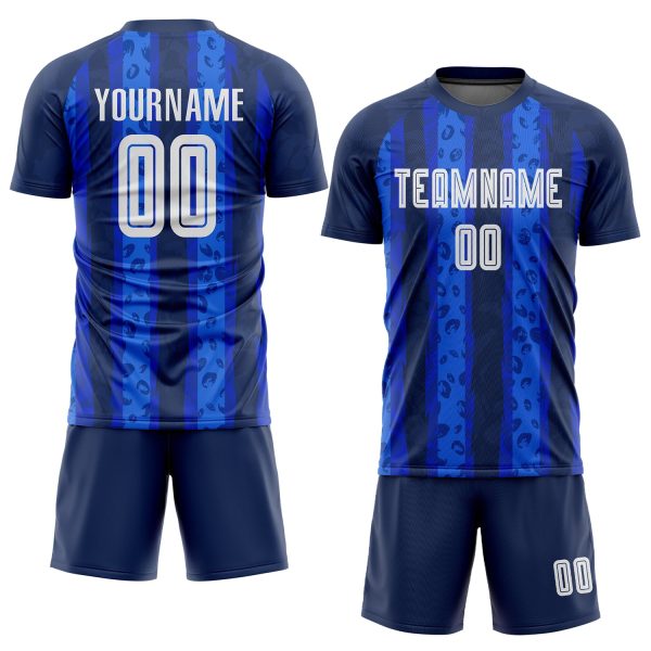 Custom Navy White-Royal Away Sublimation Soccer Uniform Jersey - Image 2