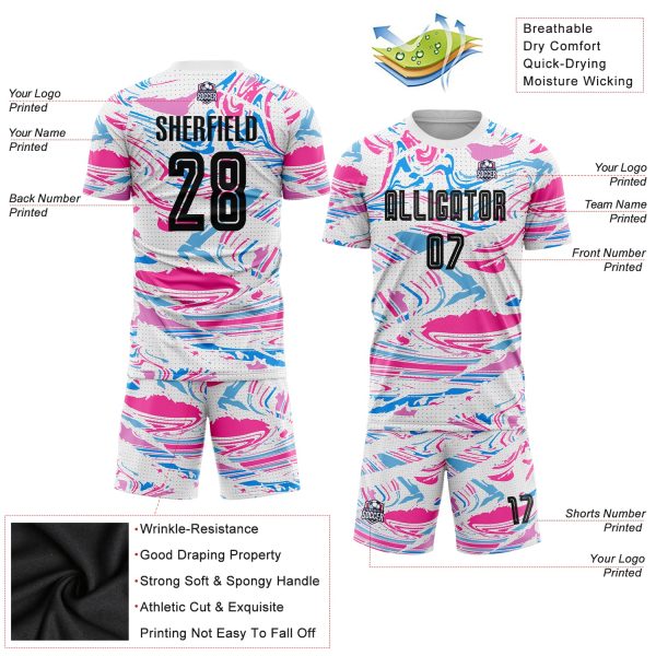 Custom Figure Black-Pink Sublimation Soccer Uniform Jersey - Image 5