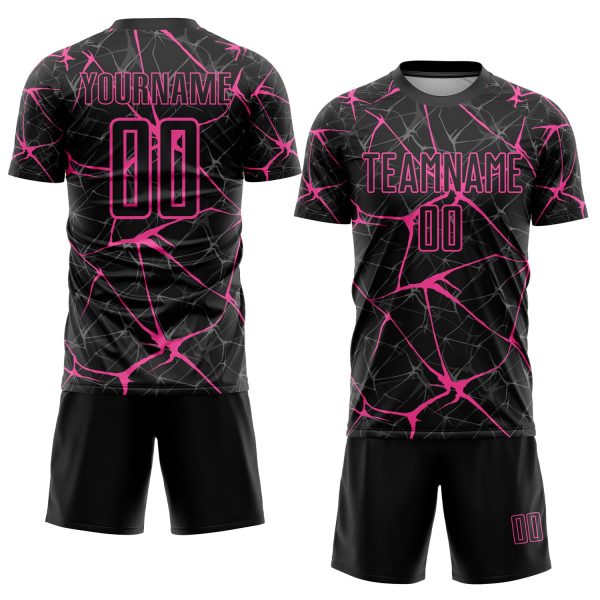 Custom Black Pink Sublimation Soccer Uniform Jersey - Image 2