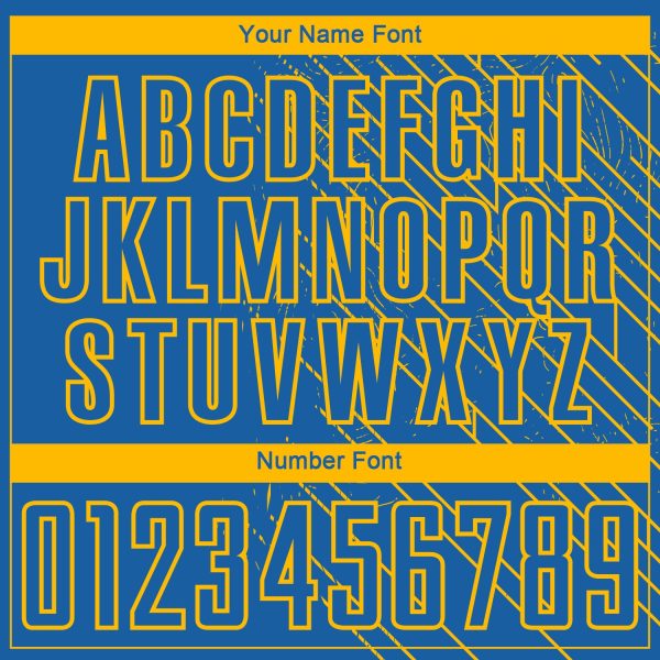 Custom Blue Gold Lines Sublimation Soccer Uniform Jersey - Image 6