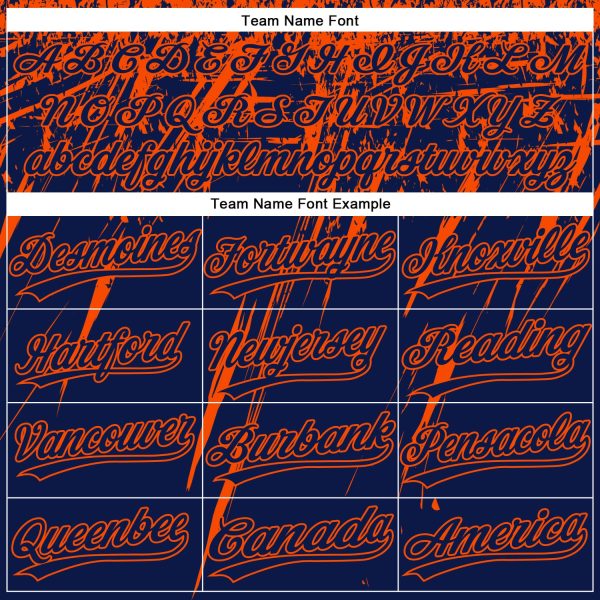 Custom Navy Orange 3D Pattern Abstract Sharp Shape Two-Button Unisex Softball Jersey - Image 4