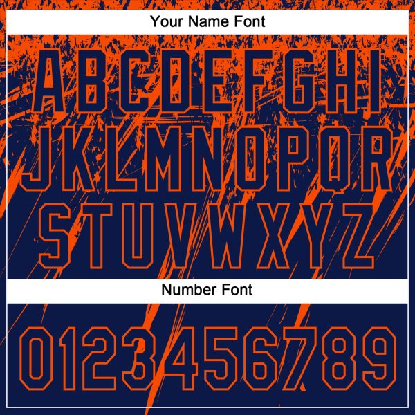 Custom Navy Orange 3D Pattern Abstract Sharp Shape Two-Button Unisex Softball Jersey - Image 5