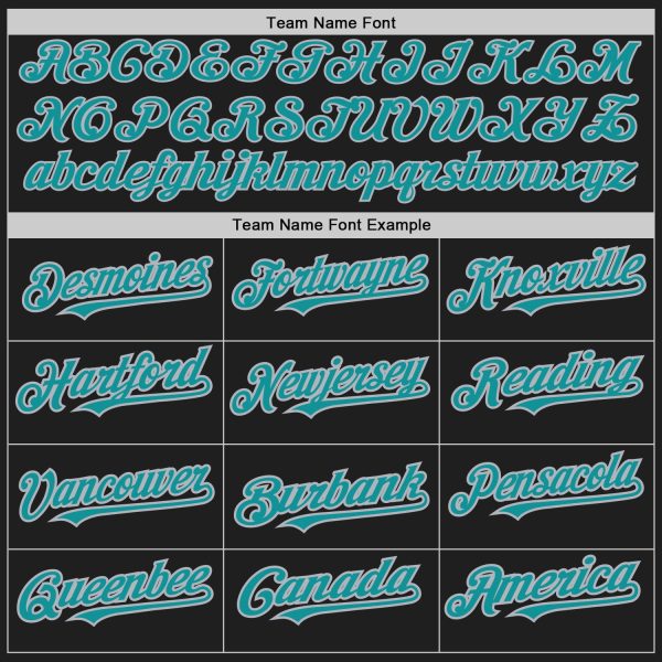 Custom Black Gray Pinstripe Teal Two-Button Unisex Softball Jersey - Image 4