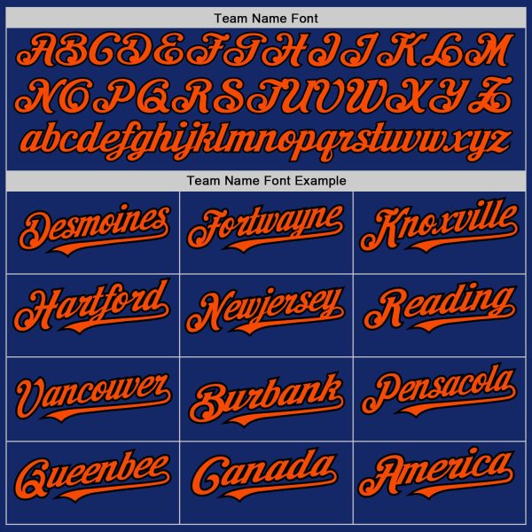 Custom Royal Black-Orange Pinstripe Authentic Split Fashion Baseball Jersey - Image 4