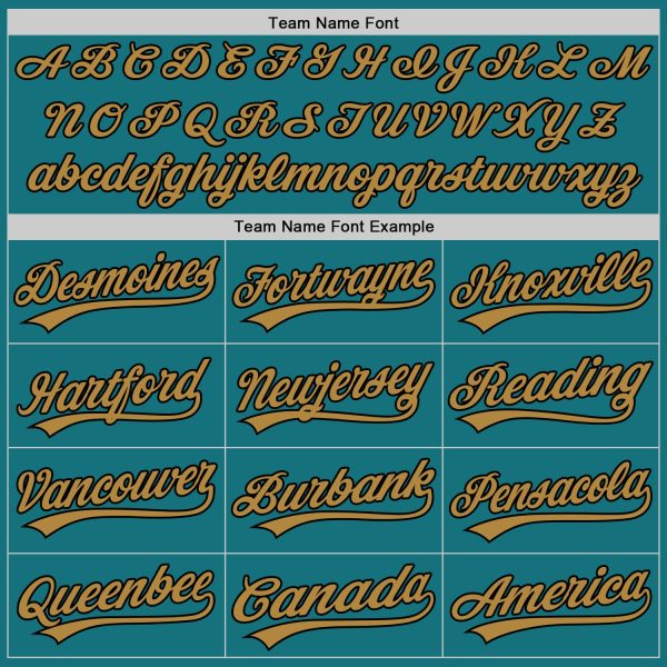 Custom Teal Black-Old Gold Authentic Baseball Jersey - Image 4