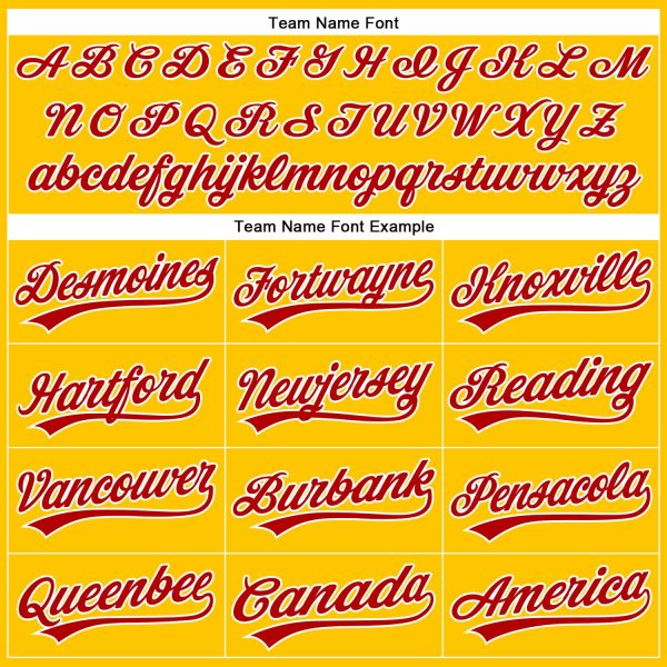 Custom Yellow Black Pinstripe Red-White Authentic Baseball Jersey - Image 4