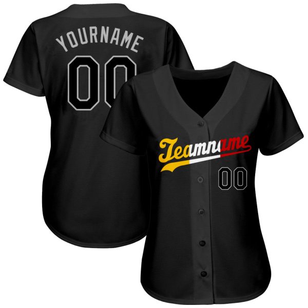 Custom Black Black-Gold Authentic Split Fashion Baseball Jersey - Image 2