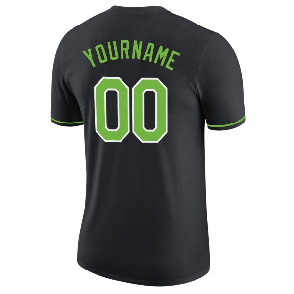 Custom Black Neon Green-White Performance T-Shirt - Image 6