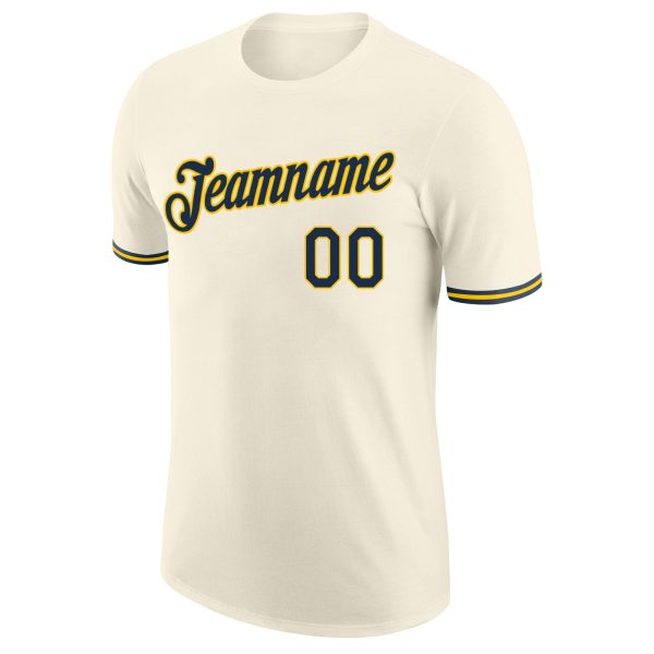 Custom Cream Navy-Gold Performance T-Shirt - Image 5