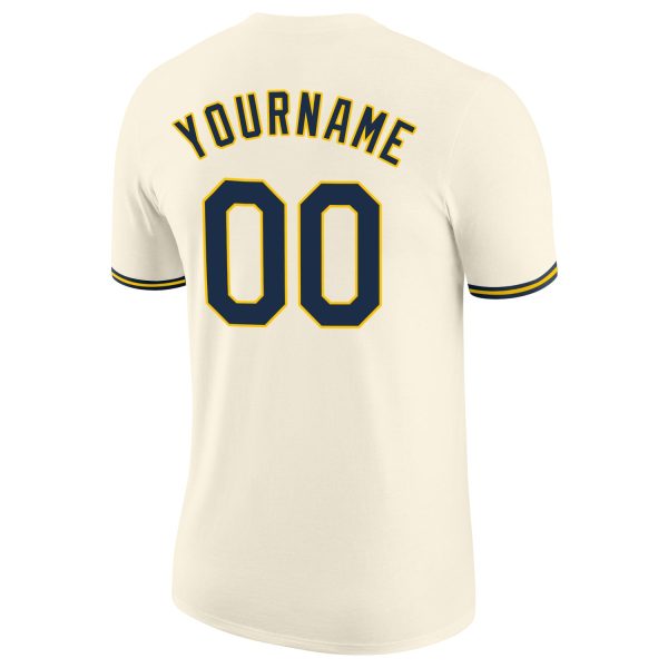 Custom Cream Navy-Gold Performance T-Shirt - Image 6
