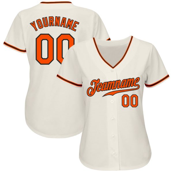 Custom Cream Orange-Black Authentic Baseball Jersey - Image 2