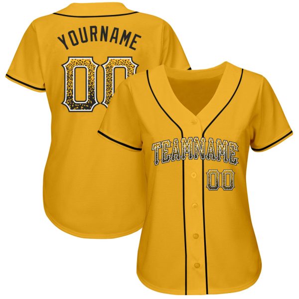 Custom Gold Black-White Authentic Drift Fashion Baseball Jersey - Image 2