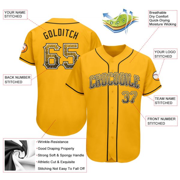 Custom Gold Black-White Authentic Drift Fashion Baseball Jersey - Image 3