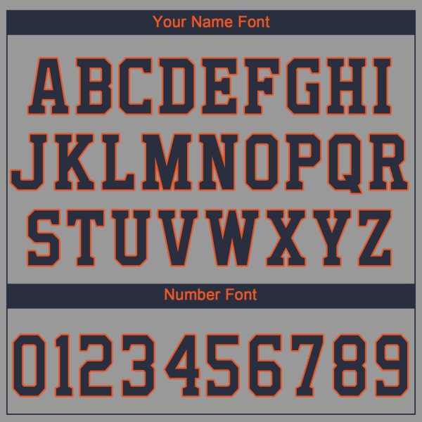 Custom Gray Navy-Orange Performance T-Shirt - Image 3