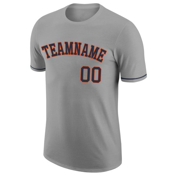 Custom Gray Navy-Orange Performance T-Shirt - Image 5