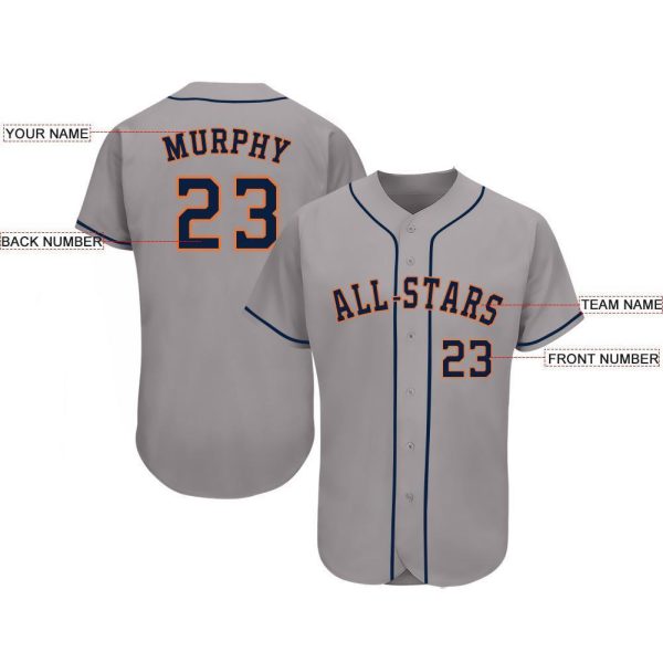 Custom Gray Navy-Orange Baseball Jersey - Image 3