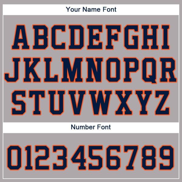 Custom Gray Navy-Orange Baseball Jersey - Image 4