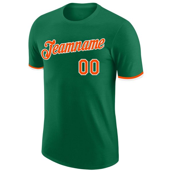 Custom Kelly Green Orange-White Performance T-Shirt - Image 5
